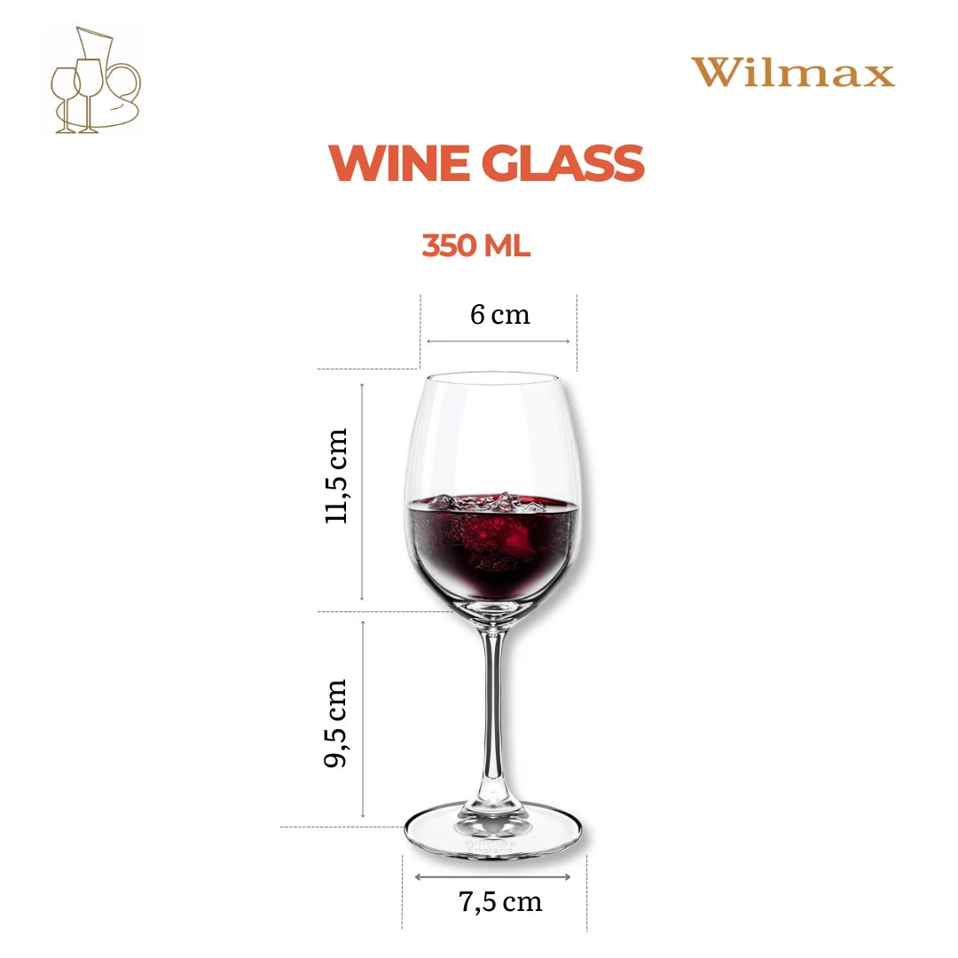 Wilmax Weinglas 350 ml 6er-Set Transparent aus Wilmax Crystalline-Serie
