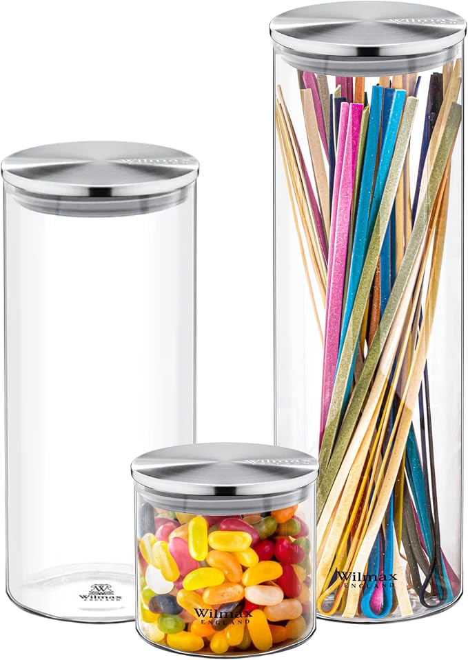 Wilmax Vorratsglas mit Edelstahldeckel 3er-Set