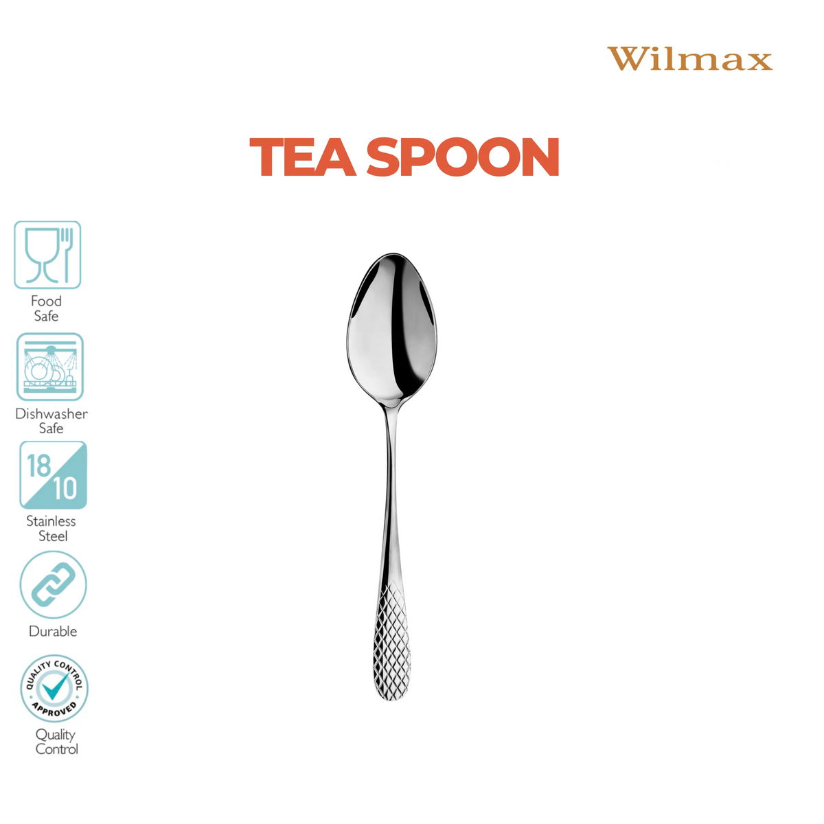 Wilmax Teelöffel 14 cm 6er-Set Silber aus Edelstahl