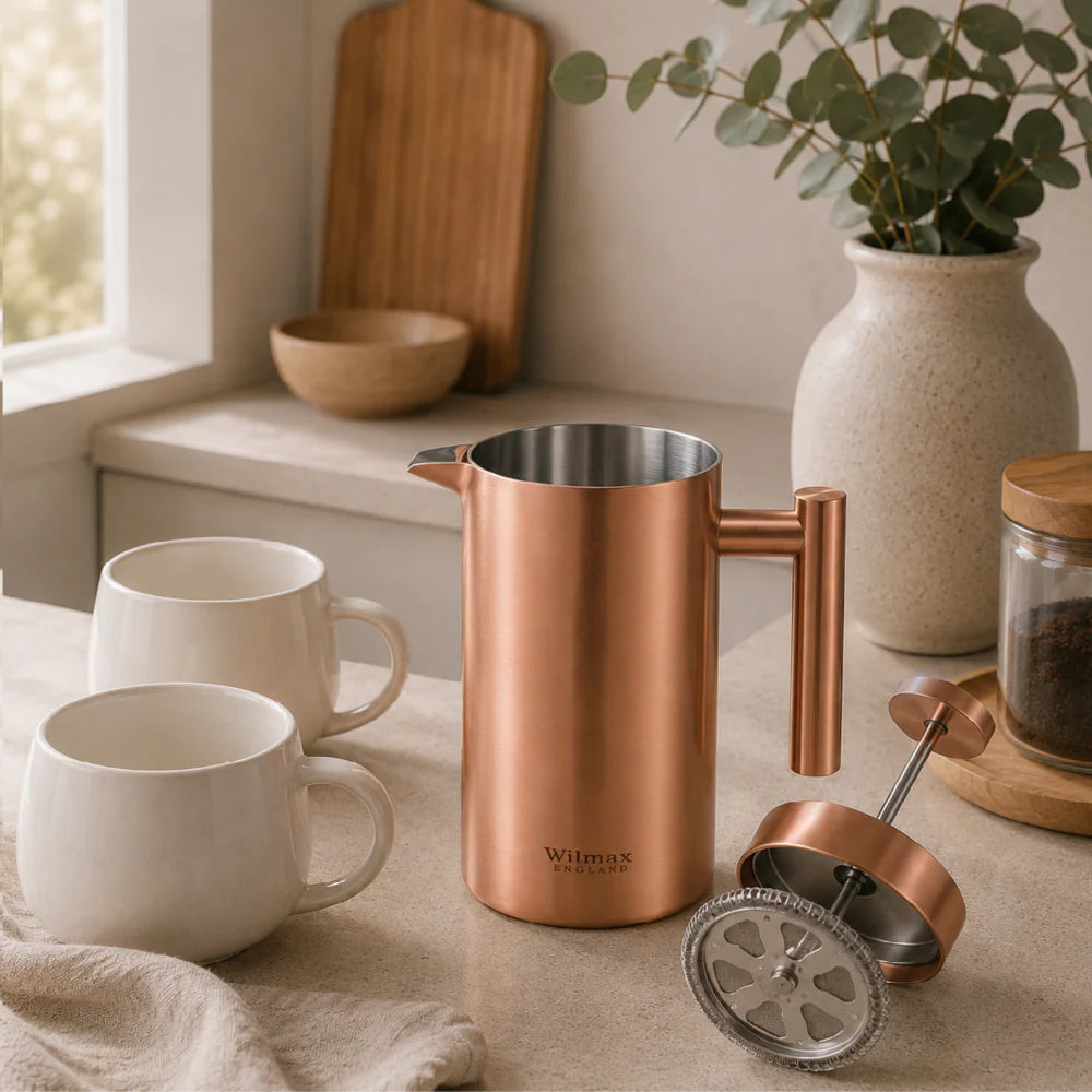 Wilmax French Press 1000 ml aus Edelstahl