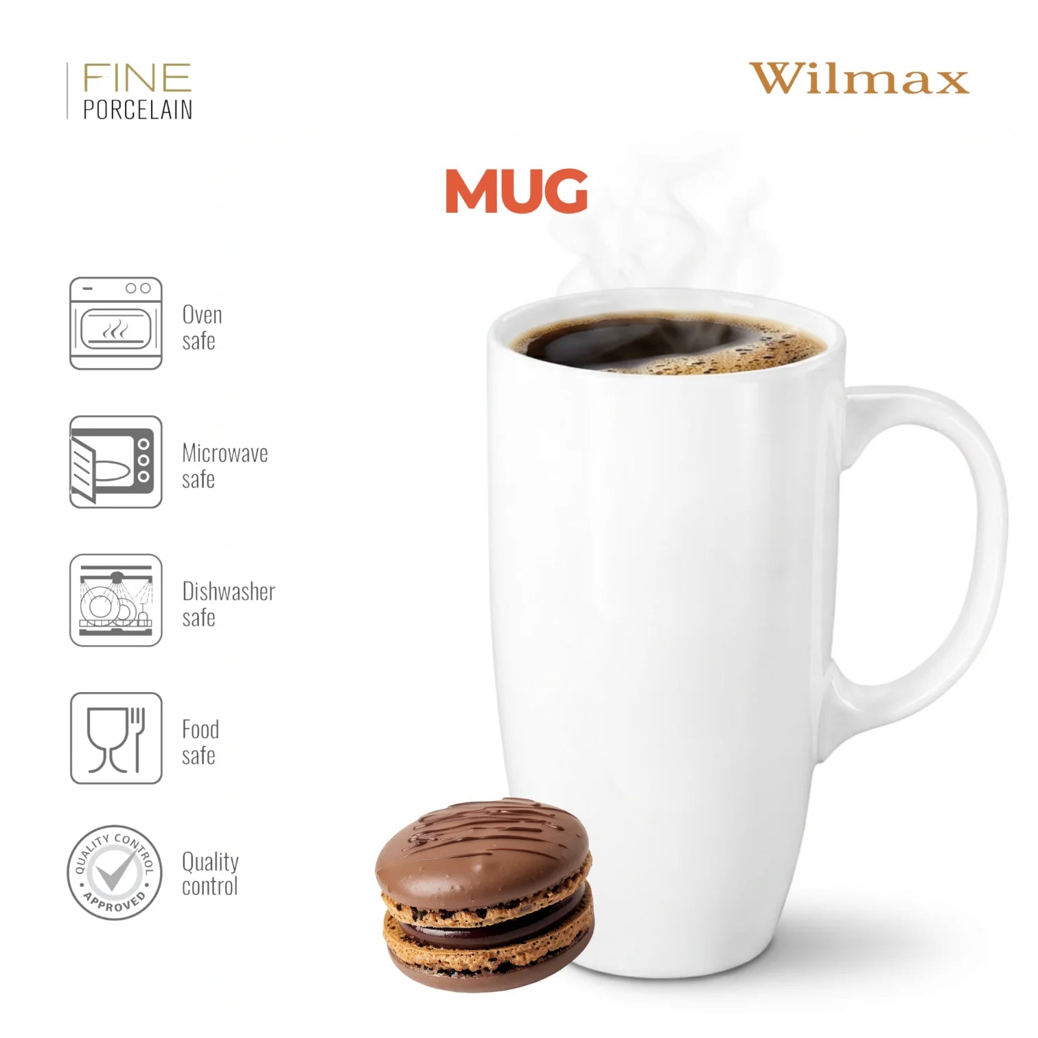 Wilmax Becher 630 ml 2er-Set Weiß aus Porzellan