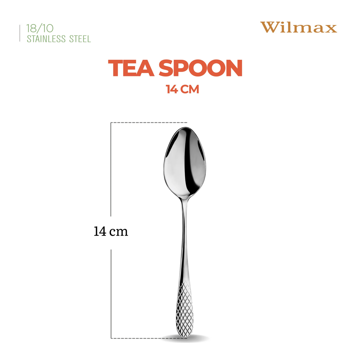 Wilmax Teelöffel 14 cm 6er-Set Silber aus Edelstahl