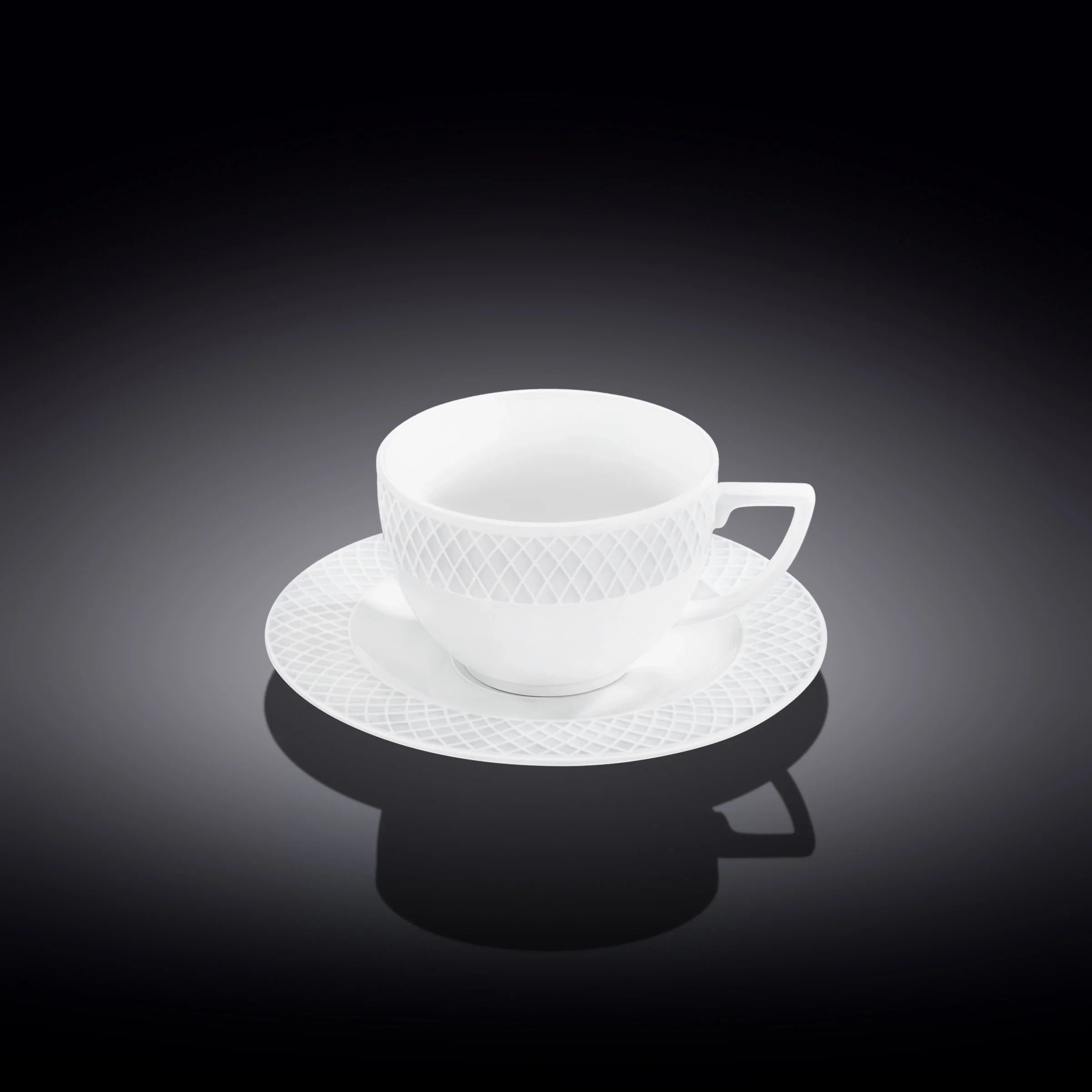 Wilmax Tasse mit Untertasse 240 ml Weiß aus Porzellan