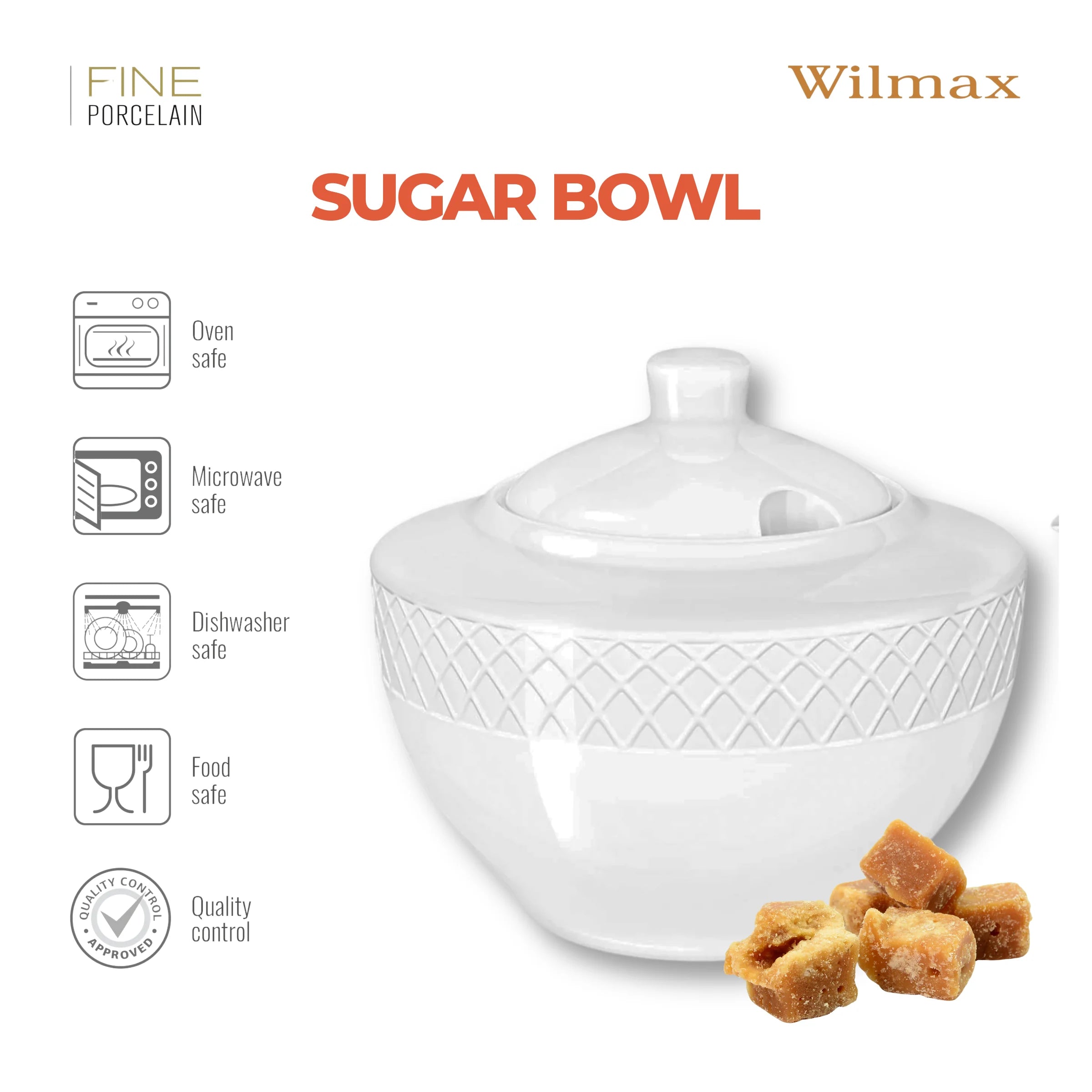 Wilmax Zuckerdose 340 ml Weiß aus Porzellan