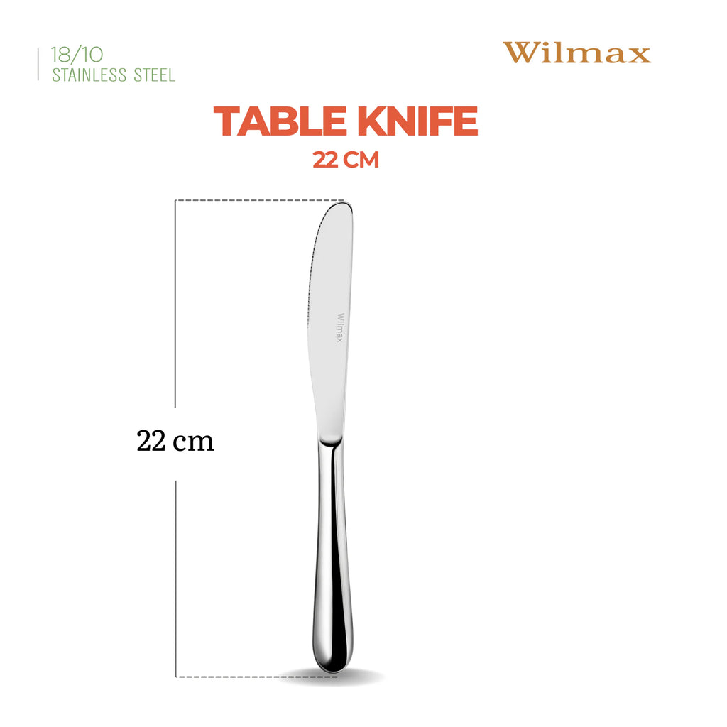 Wilmax Tafelmesser 22 cm Silber aus Edelstahl