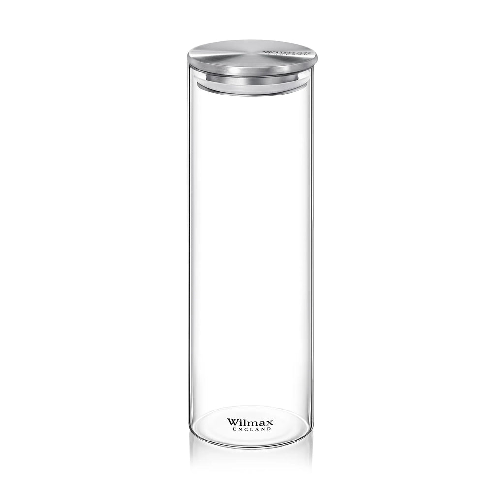 Wilmax Vorratsglas 2000 ml mit Edelstahldeckel 2er-Set Transparent