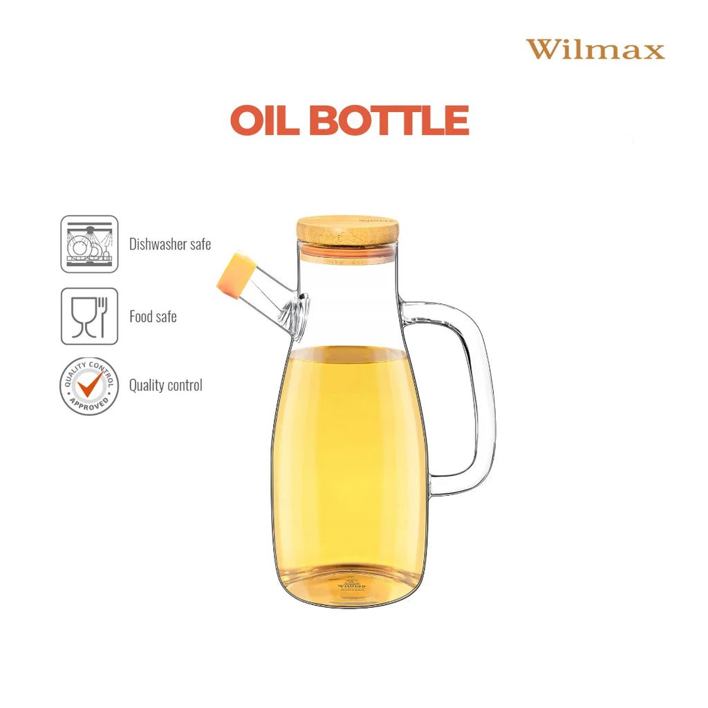 Wilmax Ölflasche 1000 ml mit Filter Transparent aus Glas