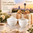 Wilmax Zuckerdosen- und Sahnekännchen 2-teilig Weiß aus Porzellan