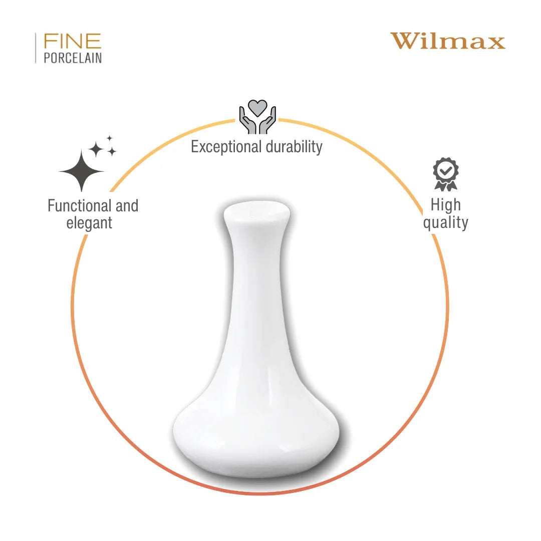 Wilmax Blumenvase Ø 9 cm Höhe 14 cm Weiß aus Porzellan
