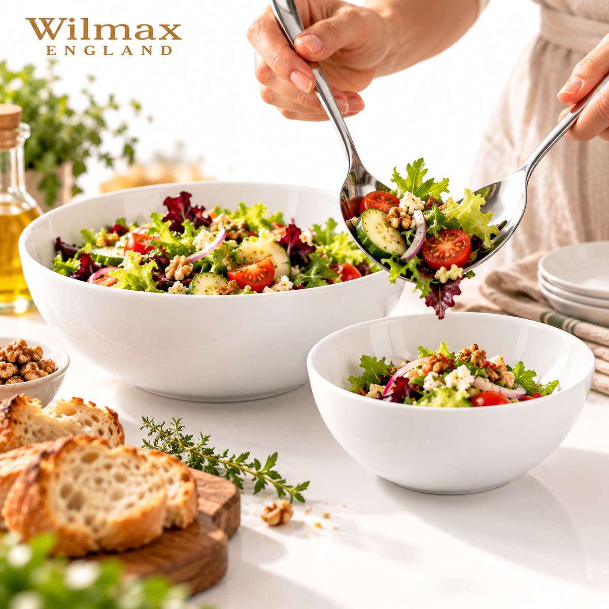 Wilmax Schale 20 cm 1700 ml 2er-Set Weiß aus Porzellan