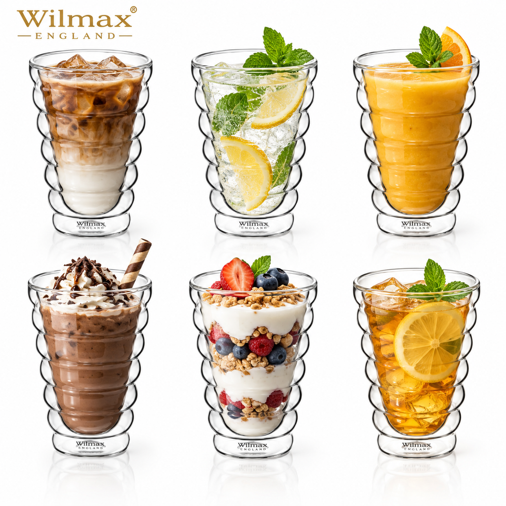Wilmax Doppelwandiger Thermobecher 300 ml 6er-Set Transparent