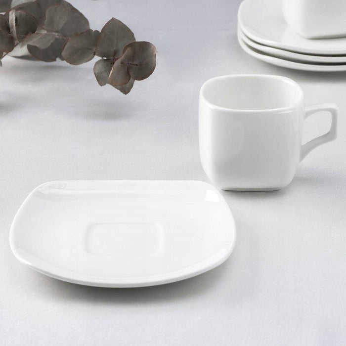Wilmax Tasse mit Untertassen 200 ml 6er-Set Weiß aus Porzellan