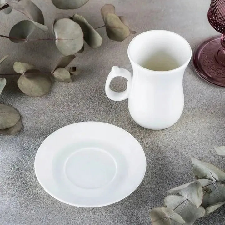 Wilmax Tasse mit Untertassen 6er-Set Weiß aus Porzellan