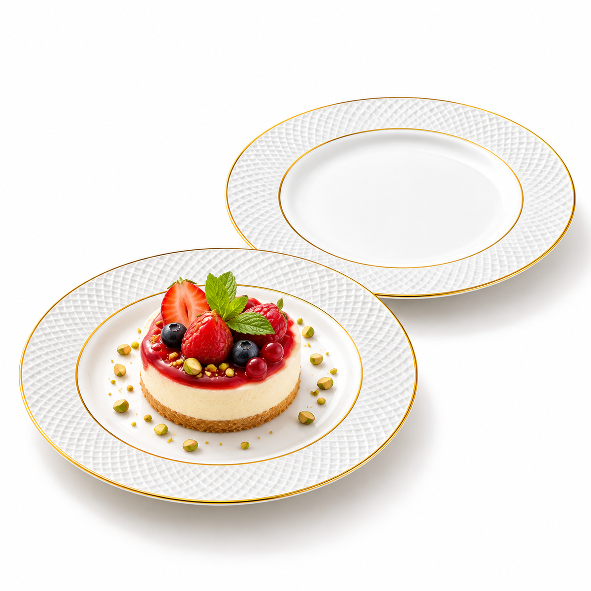 Wilmax Teller 18 cm 2er-Set Weiß mit Goldrand aus Porzellan