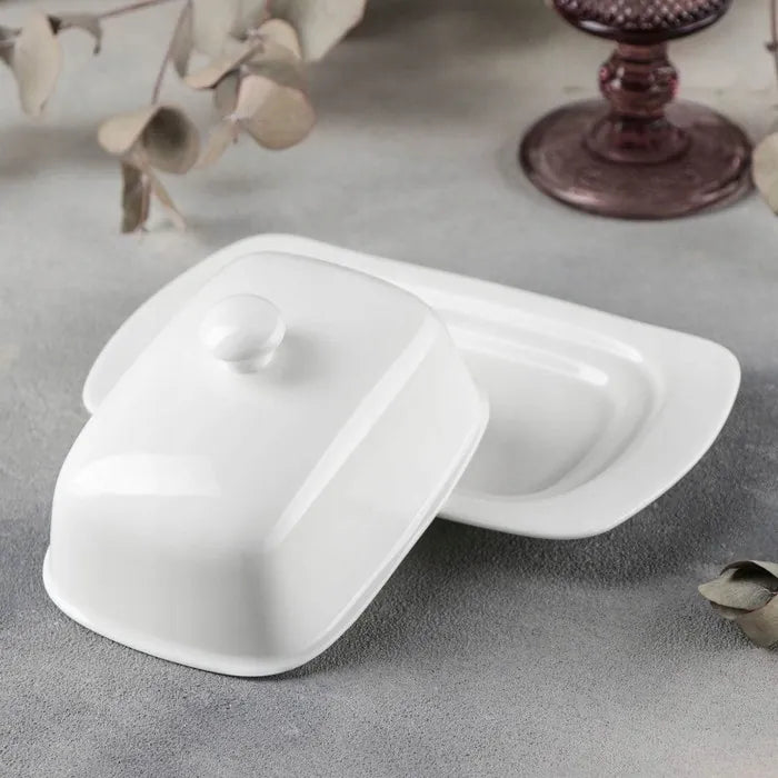 Wilmax Butterdose 19 × 12,5 × 8,5 cm Weiß aus Porzellan
