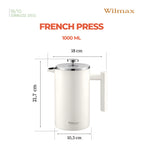 Wilmax French Press 1000 ml aus Edelstahl