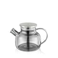 Wilmax Teekanne 950 ml mit Federfilter und mit Edelstahldeckel Grau aus Thermoglas