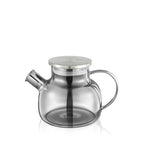 Wilmax Teekanne 950 ml mit Federfilter und mit Edelstahldeckel Grau aus Thermoglas