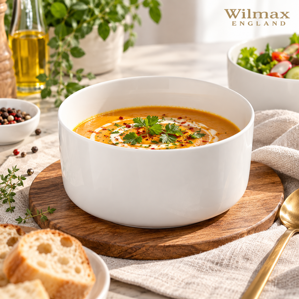 Wilmax Schale 20 cm 2630 ml Weiß aus Porzellan