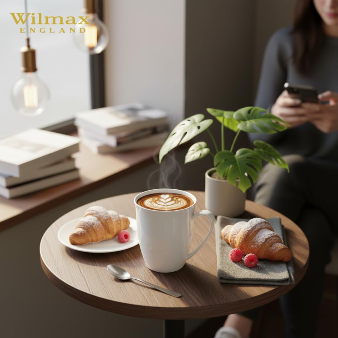 Wilmax Tasse 380 ml 2er-Set Weiß aus Porzellan