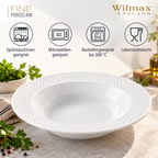 Wilmax Tiefer Teller 22,5 cm 6er-Set Weiß aus Porzellan