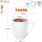 Wilmax Tasse 380 ml 2er-Set Weiß aus Porzellan