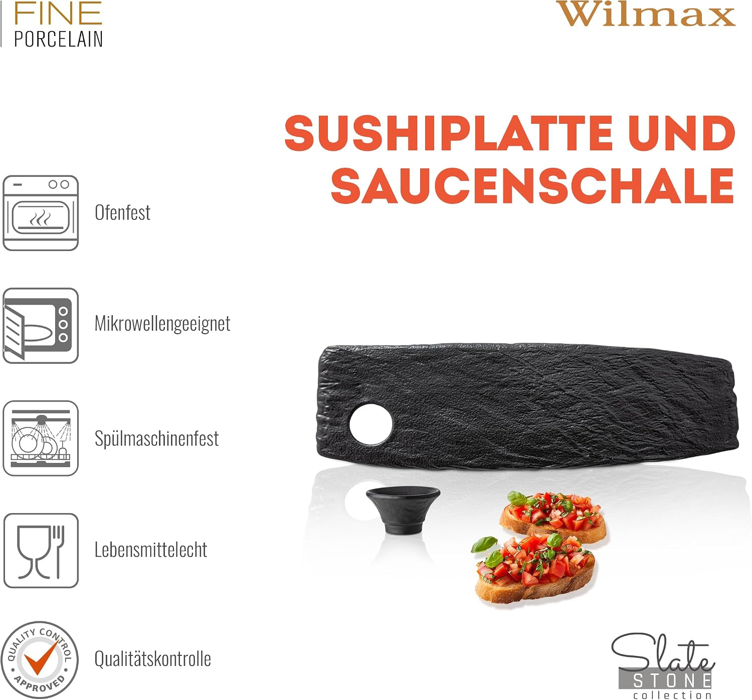 Wilmax Servier- und Saucenschalen-Set 4-teilig Schwarz