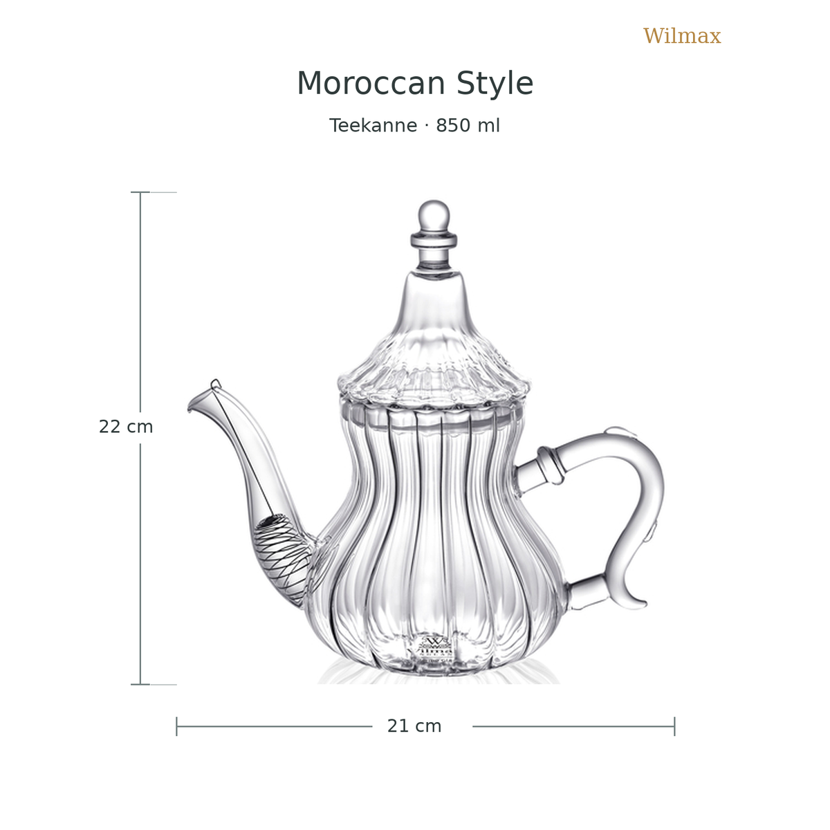 Wilmax Teekanne 850 ml Transparent aus Thermoglas Moroccan Style
