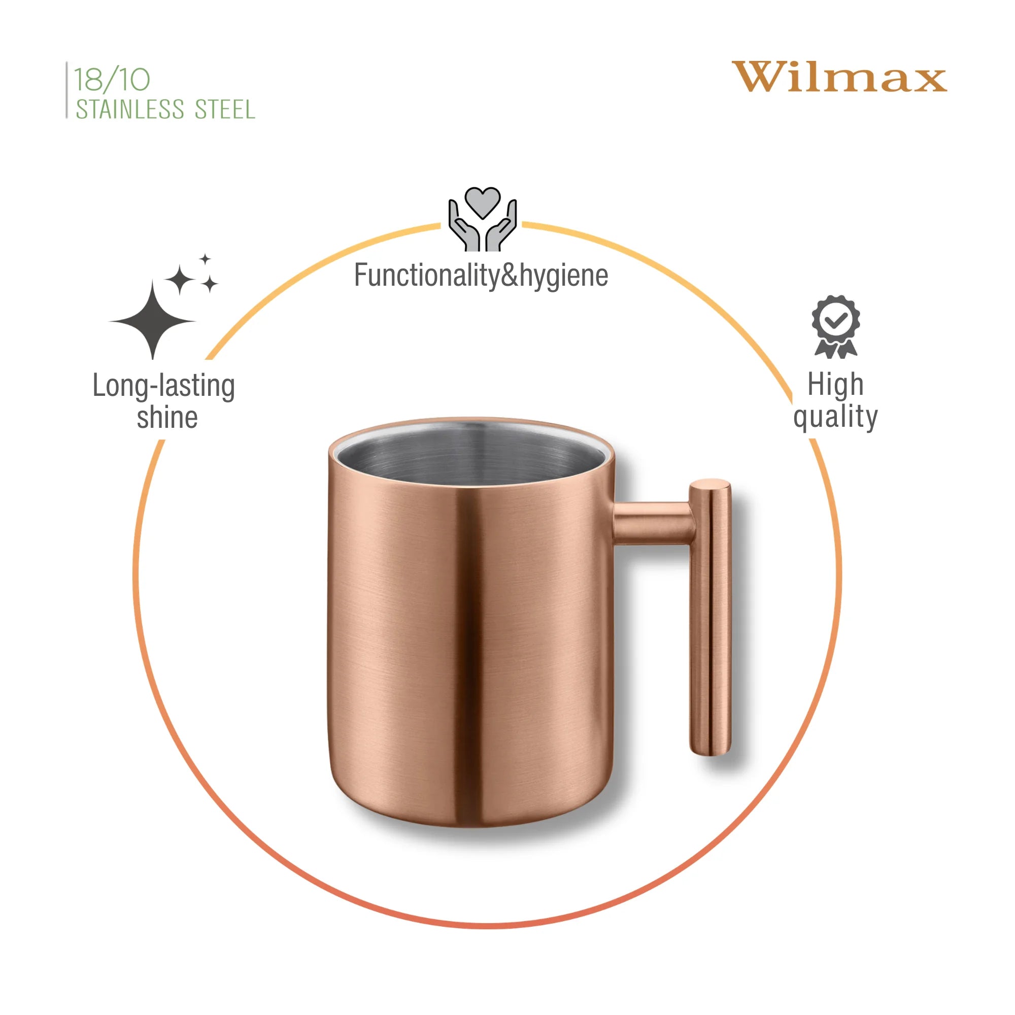 Wilmax Doppelwandiger Becher 350 ml Gold aus Edelstahl