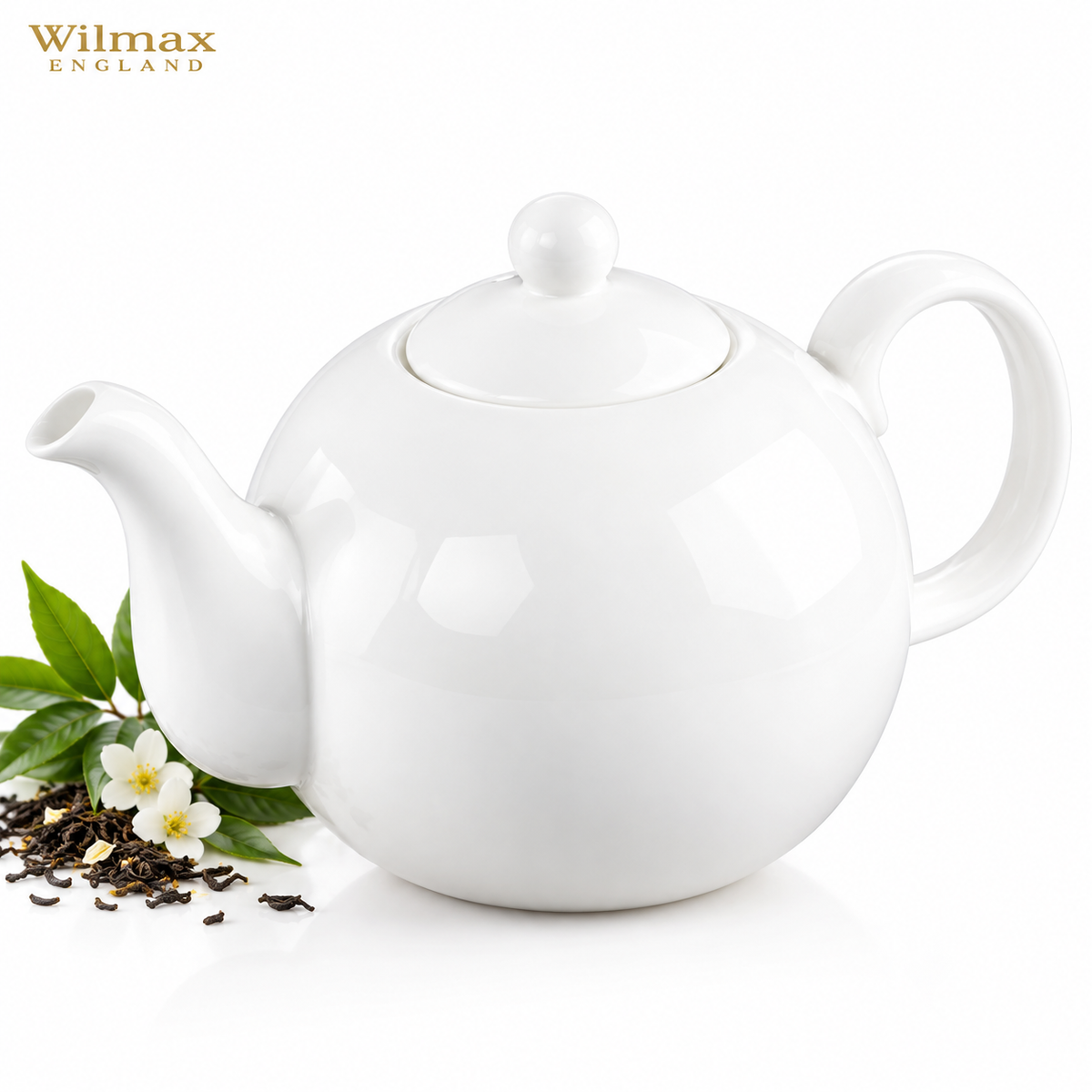 Wilmax Kaffee- und Teekanne mit integriertem Ausgusssieb 2150 ml Weiß aus Porzellan