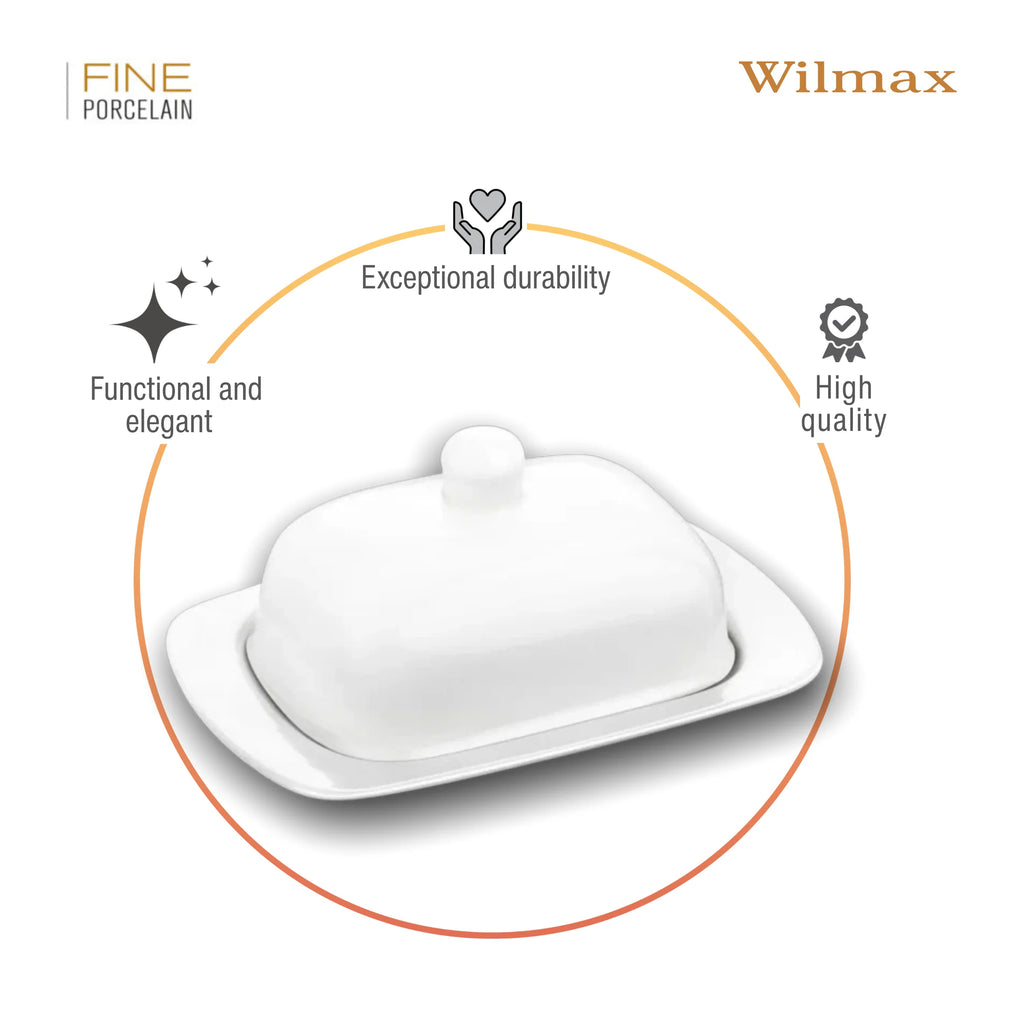 Wilmax Butterdose 19 × 12,5 × 8,5 cm Weiß aus Porzellan