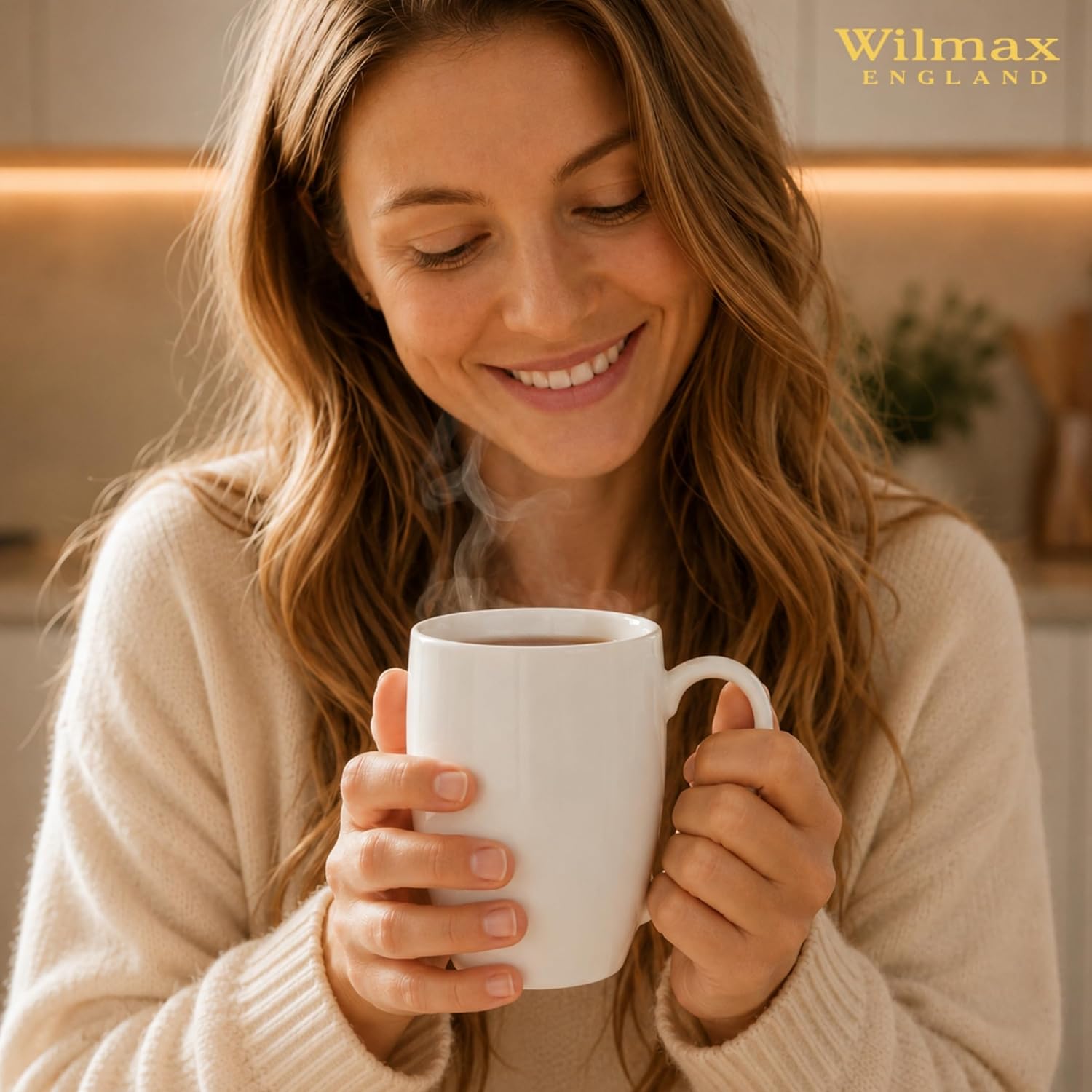 Wilmax Tasse 460 ml 6er-Set Weiß aus Porzellan