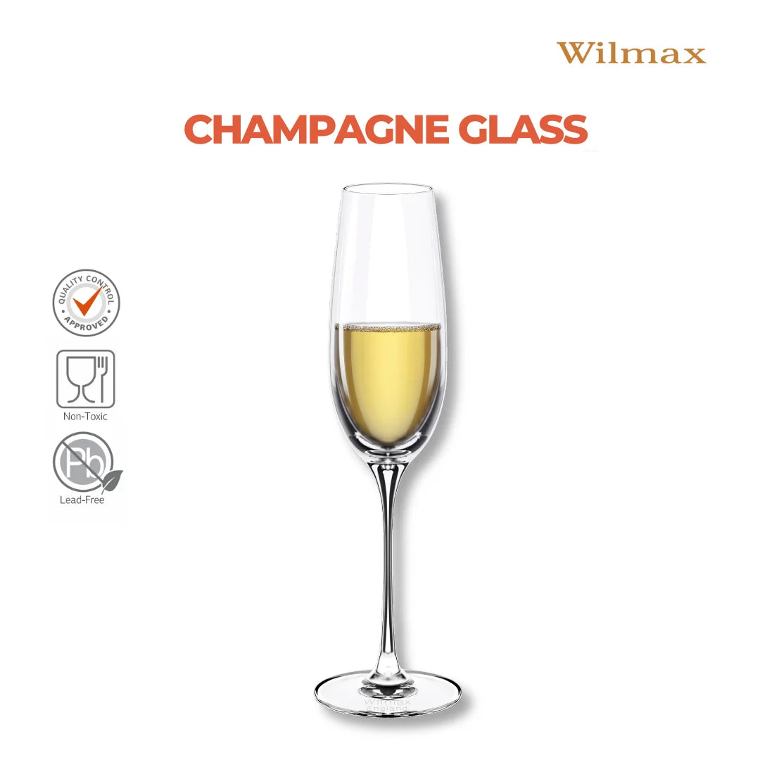 Wilmax Champagnerflöte 260 ml 2er-Set Transparent aus Wilmax Crystalline-Serie