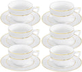 Wilmax Cappuccinotasse mit Untertasse 170 ml 6er-Set Weiß mit goldfarbenem Dekor aus Porzellan