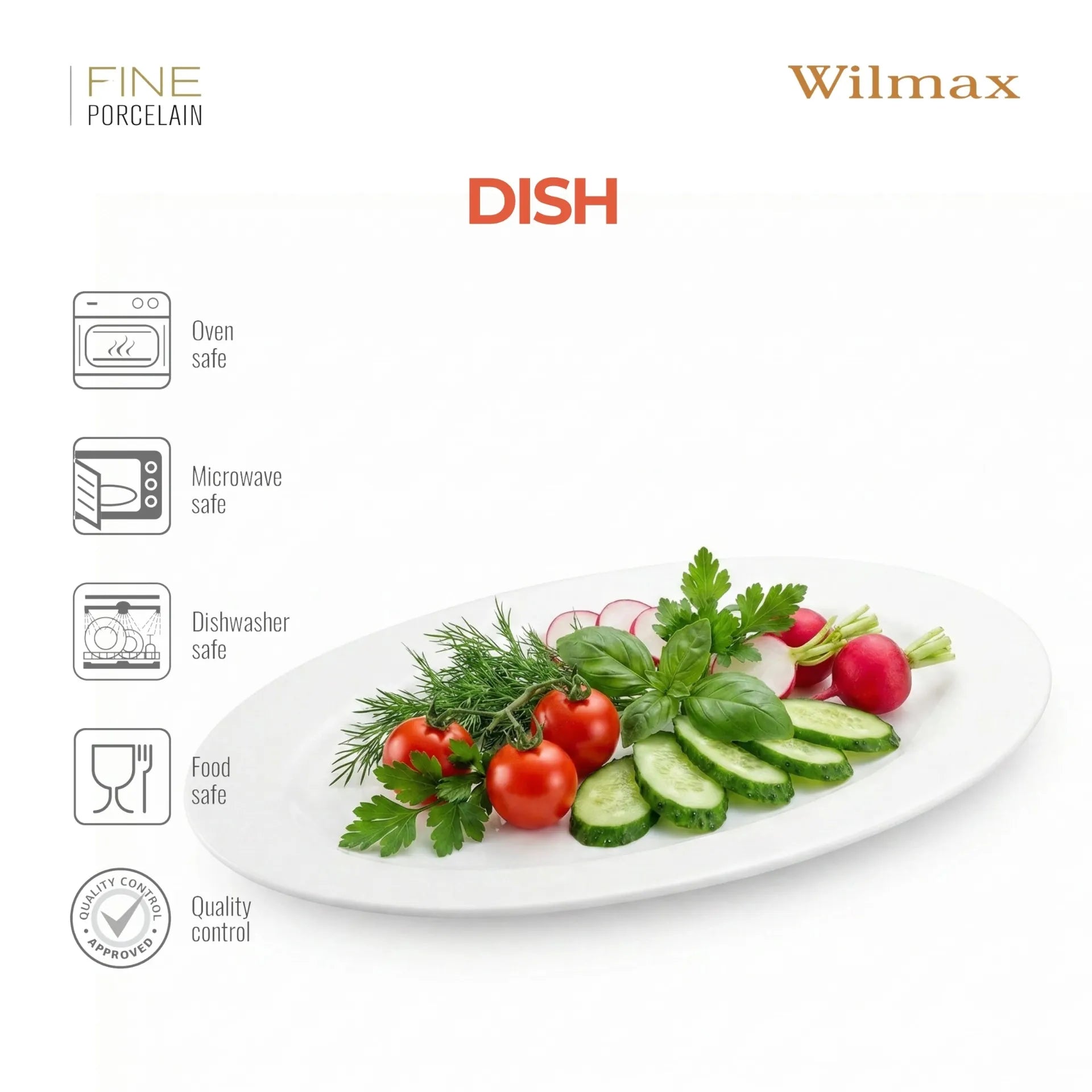Wilmax Platte 36 cm Weiß aus Porzellan