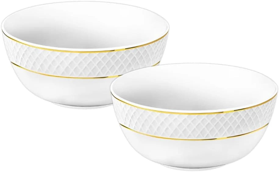 Wilmax Schale 600 ml 14 cm 2er-Set Weiß mit Goldrand aus Porzellan