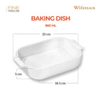 Wilmax Auflaufform mit Griffen 860 ml Weiß aus Porzellan