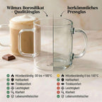 Wilmax Glastasse 500 ml 6er-Set Transparent aus Borosilikatglas