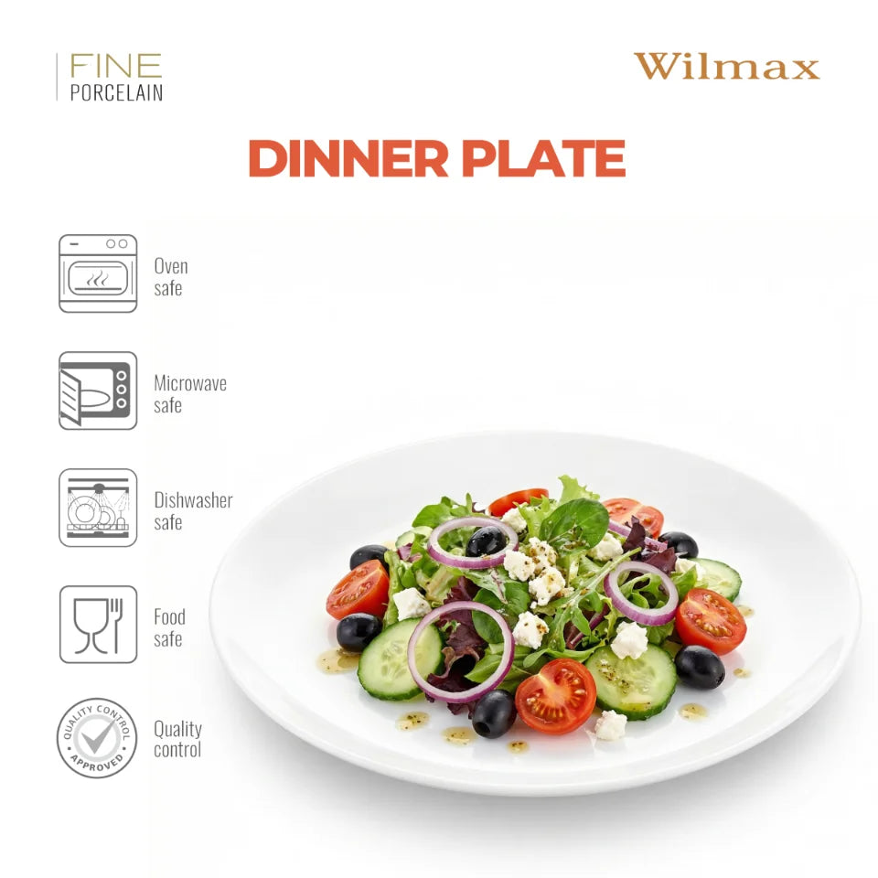 Wilmax Speiseteller 23 cm Weiß aus Porzellan
