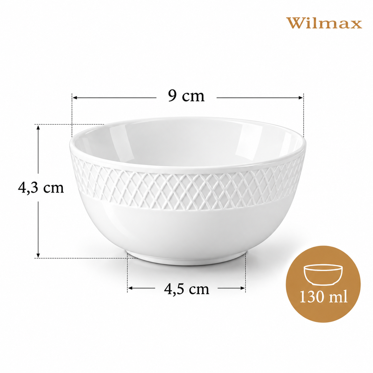Wilmax Schale 130 ml 9 cm Weiß aus Porzellan