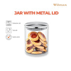 Wilmax Vorratsglas 760 ml mit Edelstahldeckel Transparent