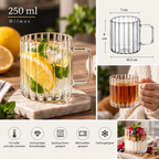 Wilmax Hitzebeständige Glastasse mit Henkel 250 ml Transparent aus Glas