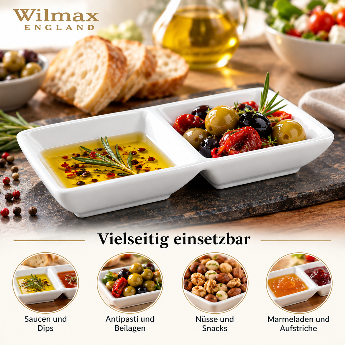 Wilmax Servierplatte 14,5 cm Weiß aus Porzellan