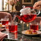 Wilmax Teekanne 1200 ml mit Glasfilter Transparent aus Thermoglas