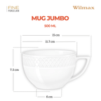 Wilmax Jumbotasse 500 ml 2er-Set Weiß aus Porzellan