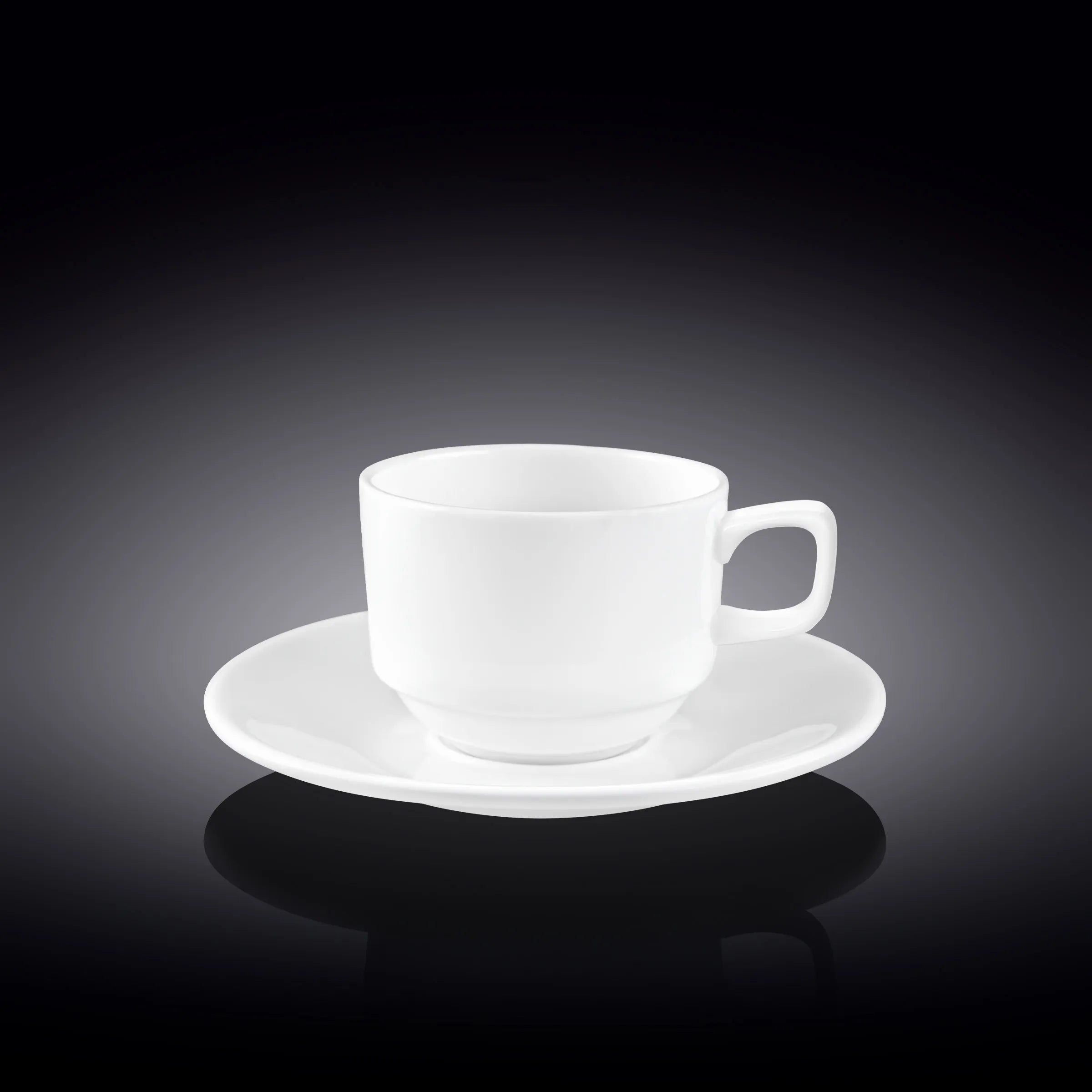Wilmax Kaffeetassen mit Untertassen 140 ml 6er-Set Weiß aus Porzellan