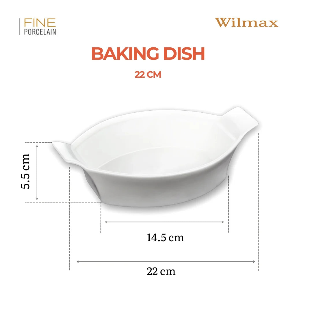 Wilmax Ovale Backform 22 cm Weiß aus Porzellan