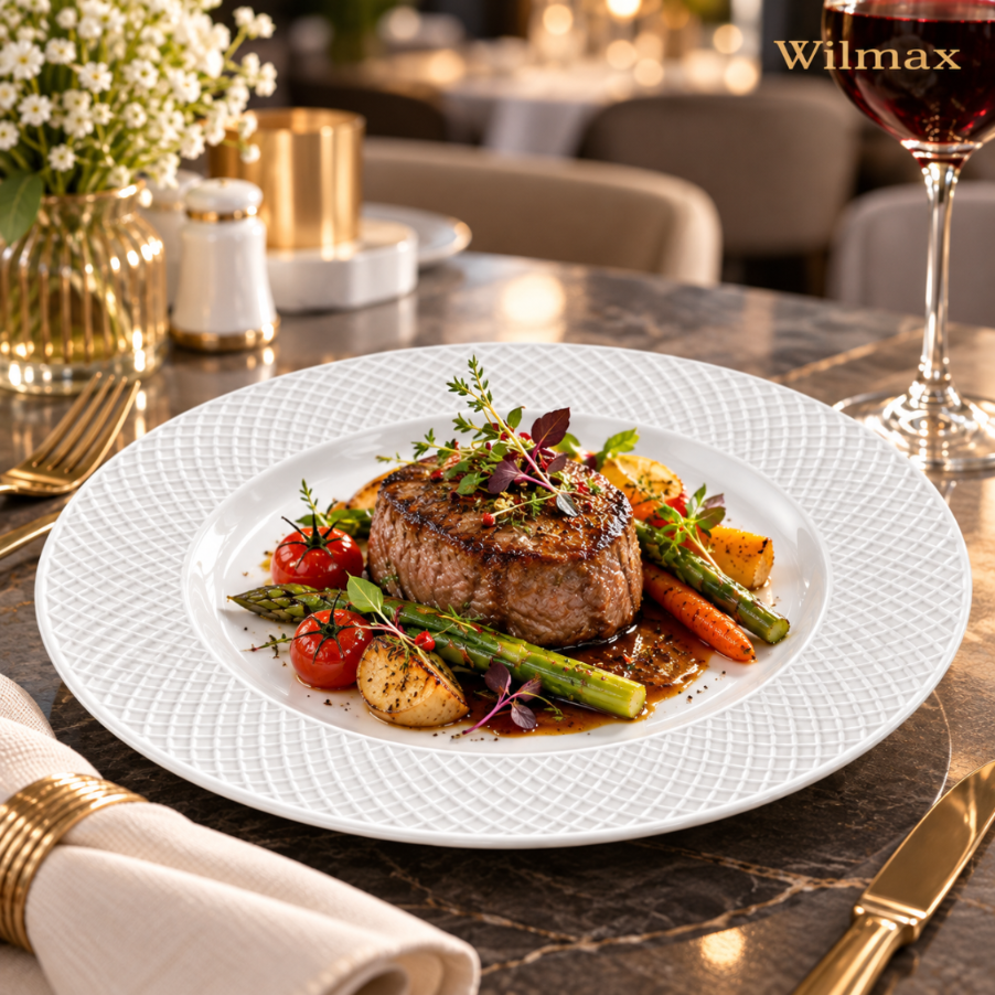 Wilmax Teller 28 cm 2er-Set Weiß aus Porzellan
