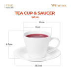 Wilmax Tasse mit Untertassen 180 ml 2er-Set Weiß aus Porzellan