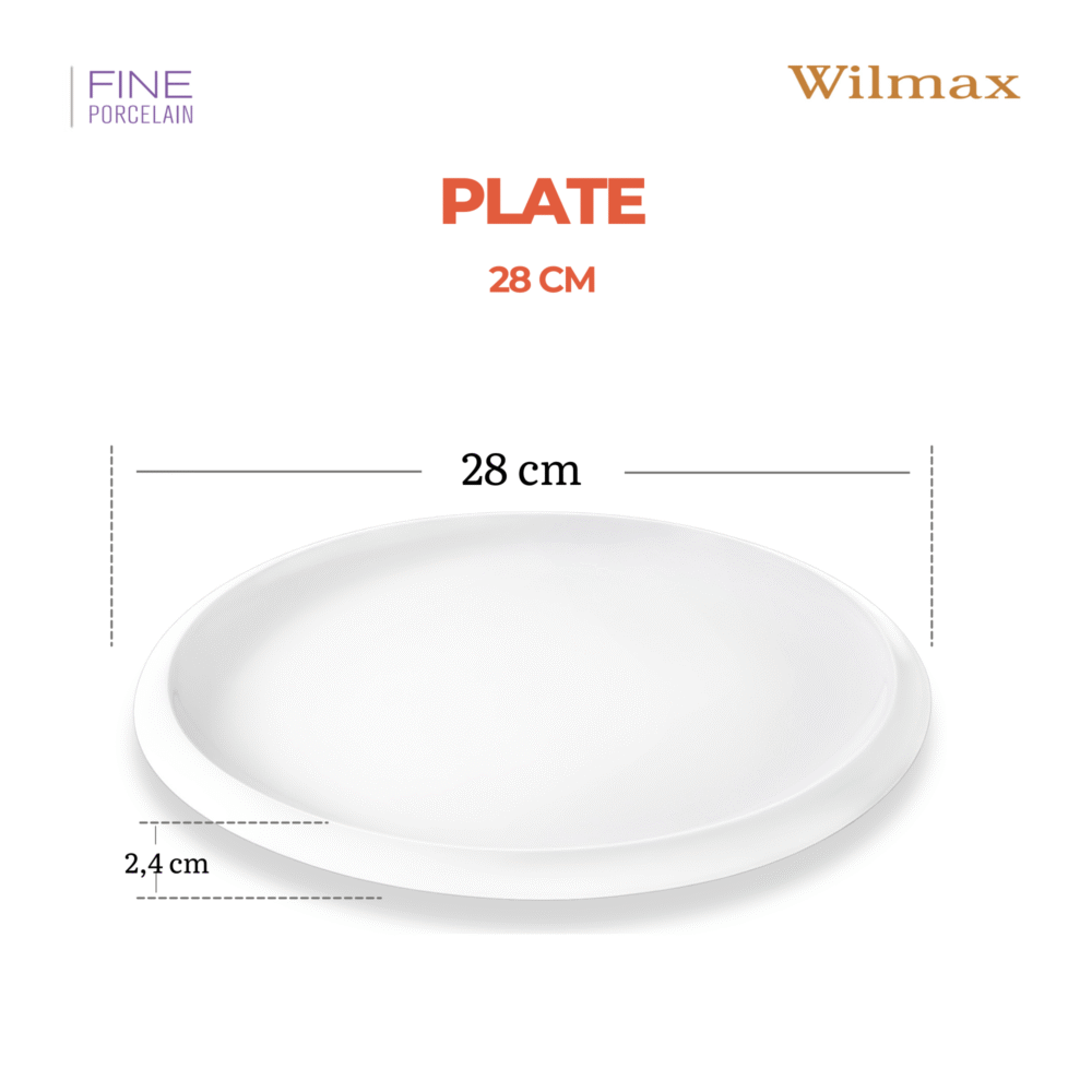 Wilmax Speiseteller 28 cm Weiß aus Porzellan